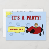 キッズパーソナライズされた飛行機招待状 招待状 (正面/裏面)