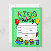 キッズパーティの招待状 インビテーションポストカード (正面/裏面)