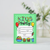 キッズパーティの招待状 インビテーションポストカード (スタンド正面)