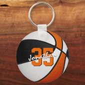 キッズパーティーはブラックオレンジ色のバスケットボールを好む キーホルダー (正面)