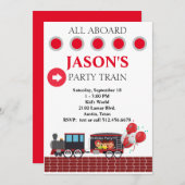 キッズパーティートレイン誕生日招待状 招待状 (正面/裏面)