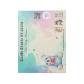 キッズパーティープランナーパステルテディベアQRコードロゴ ノートパッド (回転)