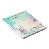 キッズパーティープランナーパステルテディベアQRコードロゴ ノートパッド (アングル)