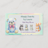 キッズパーティープランナーパステルテディベアQRコードロゴ 名刺 (正面)