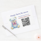キッズパーティープランナーパステルテディベアQRコードロゴ 長方形シール (封筒)