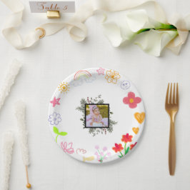 キッズパーティープレートイエロー&パープル ペーパープレート