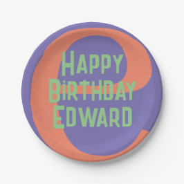 キッズパーティープレートハッピーバースデーパープルコーラルミント ペーパープレート