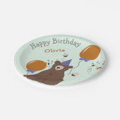 キッズパーティーベア誕生日 ペーパープレート (アングル)