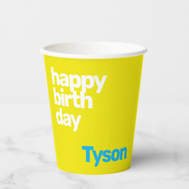 キッズパーティーミニマルハッピーバースデーカスタム 紙コップ