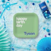 キッズパーティー紙プレートハッピーバースデーグリーン ペーパープレート (パーティー)