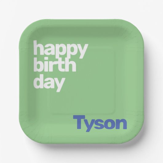 キッズパーティー紙プレートハッピーバースデーグリーン ペーパープレート (正面)