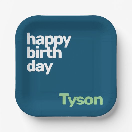 キッズパーティー紙プレートミニマルハッピーバースデー ペーパープレート (正面)