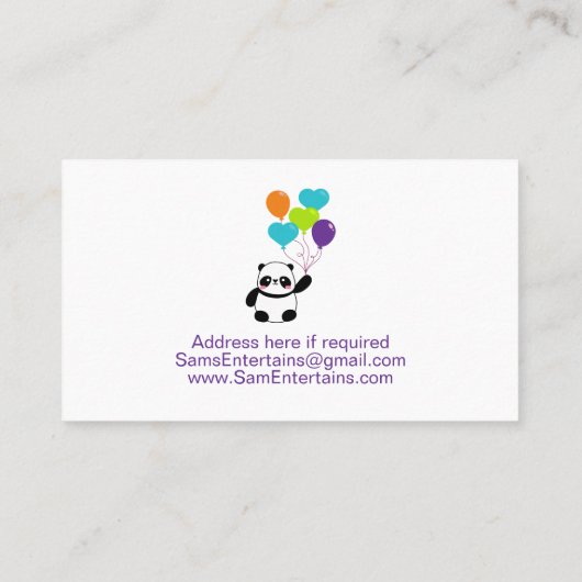 キッズパーティー芸人 名刺 (裏面)