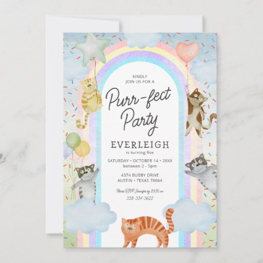 キッズパーフェクトキャッツ誕生日 招待状 (正面)