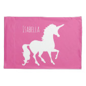 キッズパープルパーソナライズされたピンクユニコーンシルエット 枕カバー (裏面)