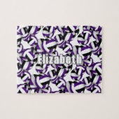 キッズパープルブラックバレーボールチームカラー ジグソーパズル (横)