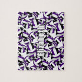 キッズパープルブラックバレーボールチームカラー ジグソーパズル (縦)