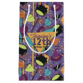 キッズパープルレトロウィッチーハロウィーン誕生日 スモールペーパーバッグ (正面)