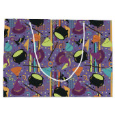 キッズパープルレトロウィッチーハロウィーン誕生日 ラージペーパーバッグ (裏面)