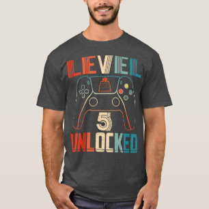 キッズビデオゲームコントローラーのロック解除レベル5誕生日 Tシャツ