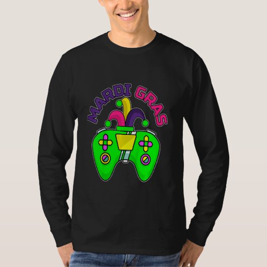 キッズビデオゲームコントローラーJester Mardi Gras Gamin Tシャツ (正面)