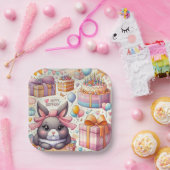 キッズビューティフルバニーバースデーパーティープレート ペーパープレート (パーティー)