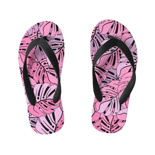 キッズビーチサンダル – 熱帯葉 (フットベッド)