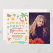 キッズビーチバッシュ誕生日招待状&デコール 招待状 (正面/裏面)