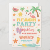 キッズビーチバッシュ誕生日招待状&デコール 招待状 (正面/裏面)