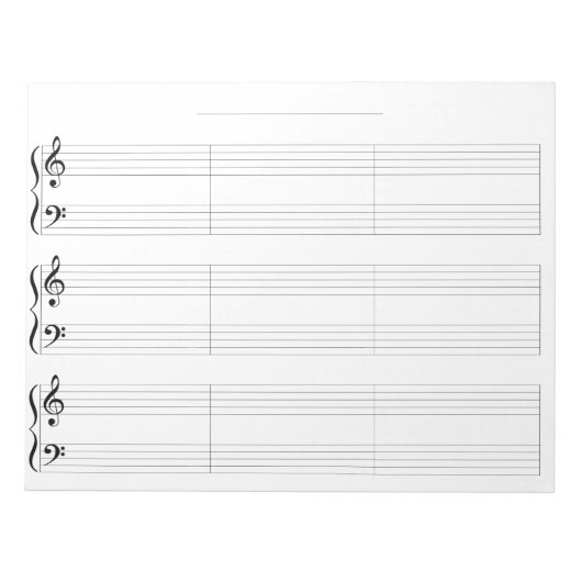 キッズピアノグランドスタッフワイドルール9メジャー音楽 ノートパッド (正面)