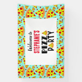 キッズピザバースデーパーティー歓迎サイン 横断幕 (縦)