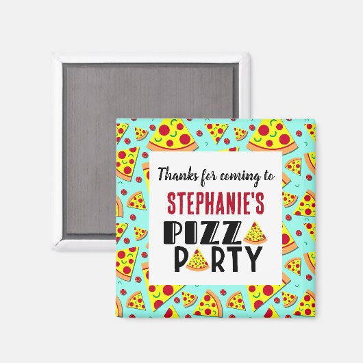 キッズピザ誕生日サンキューパーティーの好意 マグネット (正面/裏面)