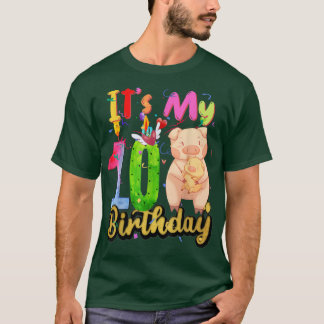 キッズピッグ10誕生日10歳ピッグ誕生日37 Tシャツ