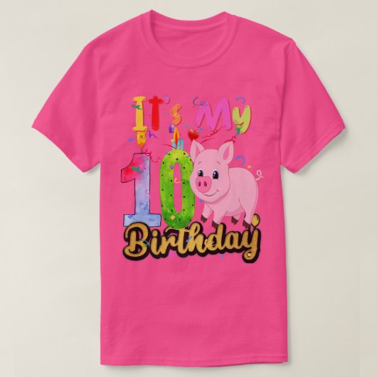 キッズピッグ10誕生日10歳ピッグ誕生日P Tシャツ (デザイン正面)