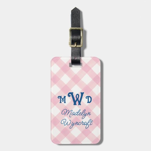 キッズピパーソナライズされたックモノグラムジンガムバッグラベル ラゲッジタグ (正面縦)