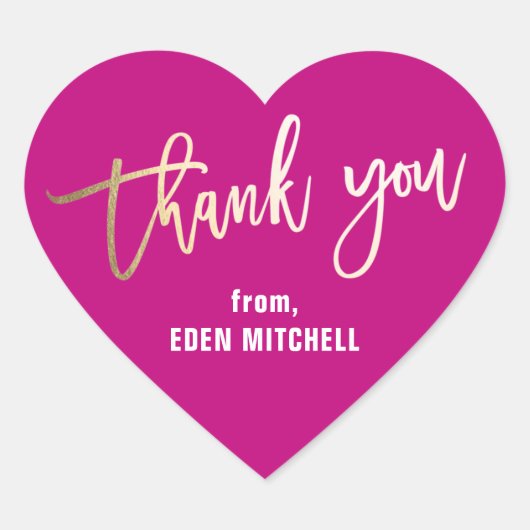 キッズピパーソナライズされたンクと金ゴールド ハートシール (正面)