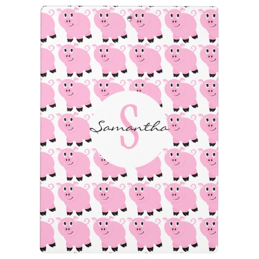 キッズピパーソナライズされたンクの豚柄かわいいピンク クリップボード (裏面)