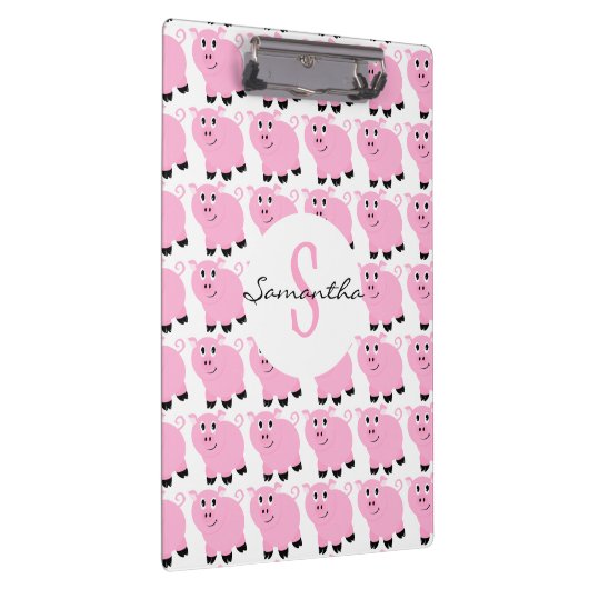 キッズピパーソナライズされたンクの豚柄かわいいピンク クリップボード (右)