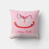 キッズピローという名のロッキングホースの水色ピンク クッション (正面)