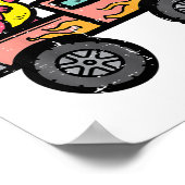 キッズピンクディノモンスタートラック乳癌アワレネ ポスター (角)