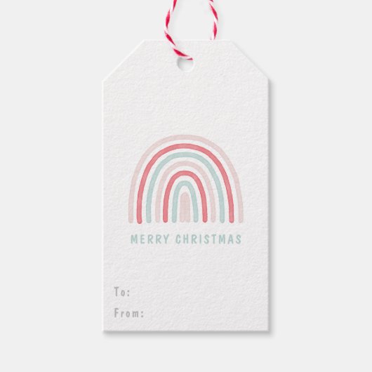 キッズピンクボホクリスマスレインボーギフトラベル ギフトタグ (正面)