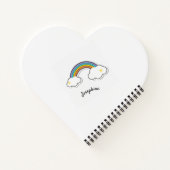 キッズピンクユニコーン虹の星のハート型 ノートブック (裏面)