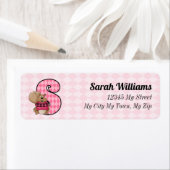 キッズピンクリスのモノグラム文字のアドレス ラベル (インサイチュ)