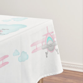 キッズピンク航空飛んでいる誕生日 テーブルクロス
