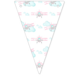 キッズピンク航空飛んでいる誕生日 バンティングフラッグ