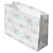 キッズピンク航空飛んでいる誕生日 ラージペーパーバッグ (裏面アングル)