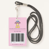 キッズピンクUFOパーティーエイリアン研究セキュリティパス バッジ (裏面ランヤード)