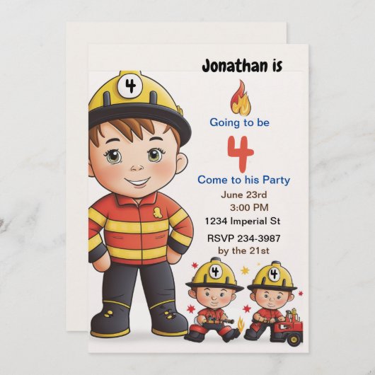 キッズファイアカスタマイズファイターザエイジ誕生日 招待状 (正面/裏面)