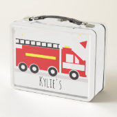 キッズファイアトラックおもしろい新学期名 メタルランチボックス (裏面)
