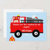 キッズファイアートラック誕生日サンキューカード サンキューカード (正面/裏面)